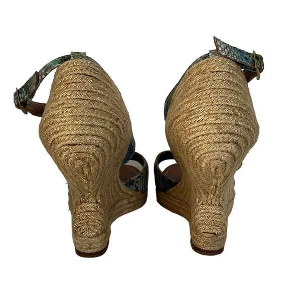 Paloma Barcelo Snakeskin 4” Funky Shape Espadrille‎ Wedge Strap Sandals size 10 - Picture 9 of 16